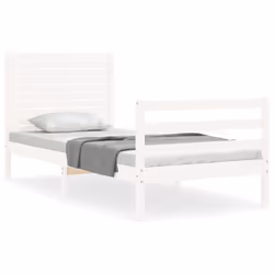 vidaXL Giroletto con Testiera Bianco 90x200 cm in Legno Massello - Vista aggiuntiva 2