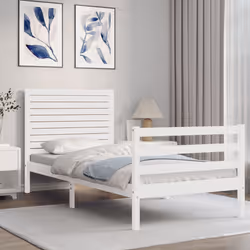 vidaXL Giroletto con Testiera Bianco 90x200 cm in Legno Massello - Vista aggiuntiva 3