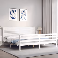 Giroletto con Testiera Bianco 200x200 cm in Legno Massellocod mxl 124970 - Vista aggiuntiva 3