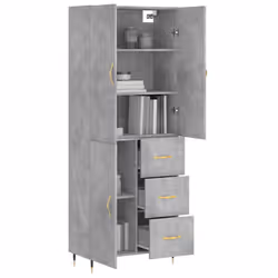 vidaXL Credenza Grigio Cemento 69,5x34x180 cm in Legno Multistrato - Vista aggiuntiva 3