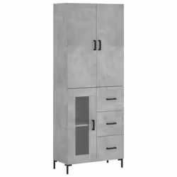 vidaXL Credenza Grigio Cemento 69,5x34x180 cm in Legno Multistrato - Vista aggiuntiva 2