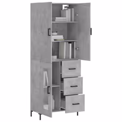 vidaXL Credenza Grigio Cemento 69,5x34x180 cm in Legno Multistrato - Vista aggiuntiva 3