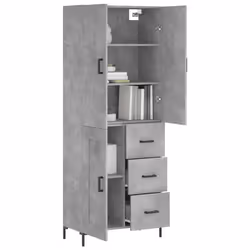 vidaXL Credenza Grigio Cemento 69,5x34x180 cm in Legno Multistrato - Vista aggiuntiva 3