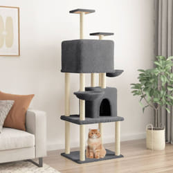Tiragraffi per gatti, Albero per Gatti con Tiragraffi in Sisal Grigio Scuro 180 cm Vidaxl
