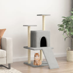 Tiragraffi per gatti, Albero per Gatti con Tiragraffi in Sisal Grigio Chiaro 110 cm Vidaxl