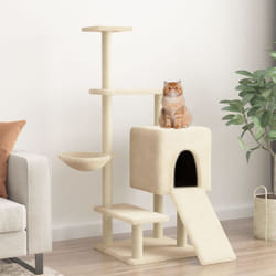 Tiragraffi per gatti, Albero per Gatti con Tiragraffi in Sisal Crema 130, 5 cm Vidaxl
