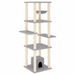 Albero per Gatti con Tiragraffi in Sisal Grigio Chiaro 154 cmcod mxl 83196 - Vista aggiuntiva 2