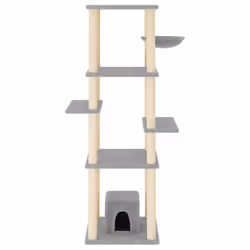 Albero per Gatti con Tiragraffi in Sisal Grigio Chiaro 154 cmcod mxl 83196 - Vista aggiuntiva 3