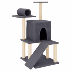 vidaXL Albero per Gatti con Tiragraffi in Sisal Grigio Scuro 110,5 cm - Vista aggiuntiva 2