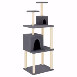 Albero per Gatti con Tiragraffi in Sisal Grigio Scuro 167 cmcod mxl 107019 - Vista aggiuntiva 2