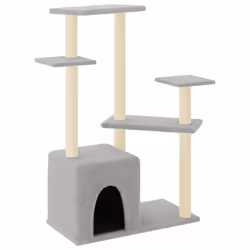 Albero per Gatti con Tiragraffi in Sisal Grigio Chiaro 107,5 cmcod mxl 121212 - Vista aggiuntiva 2