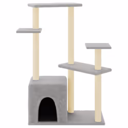 Albero per Gatti con Tiragraffi in Sisal Grigio Chiaro 107,5 cmcod mxl 121212 - Vista aggiuntiva 3