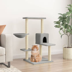 Tiragraffi per gatti, Albero per Gatti con Tiragraffi in Sisal Grigio Chiaro 95 cm Vidaxl
