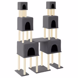 Albero per Gatti con Tiragraffi in Sisal Grigio Scuro 199 cmcod mxl 94977 - Vista aggiuntiva 2
