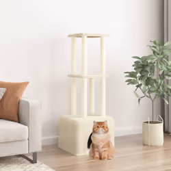 Albero per Gatti con Tiragraffi in Sisal Crema 133,5 cmcod mxl 70954