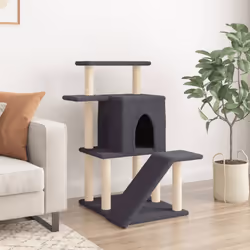 Albero per Gatti con Tiragraffi in Sisal Grigio Scuro 97 cmcod mxl 133512 - Vista aggiuntiva 3