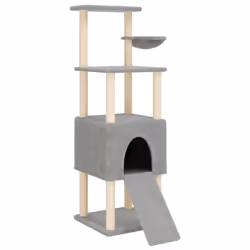 vidaXL Albero per Gatti con Tiragraffi in Sisal Grigio Chiaro 153 cm - Vista aggiuntiva 2
