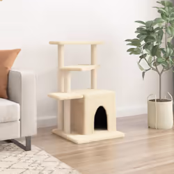 vidaXL Albero per Gatti con Tiragraffi in Sisal Crema 83,5 cm - Vista aggiuntiva 3