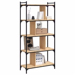 Libreria Rovere Sonoma 5 Ripiani 76x32x158 cm Legno Multistratocod mxl 83204 - Vista aggiuntiva 3