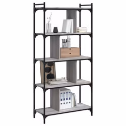 Libreria Grigio Sonoma 5 Ripiani 76x32x158 cm Legno Multistratocod mxl 83201 - Vista aggiuntiva 3
