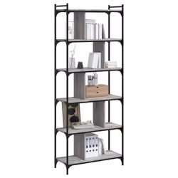 Libreria Grigio Sonoma 6 Ripiani 76x32x192 cm Legno Multistratocod mxl 83085 - Vista aggiuntiva 3
