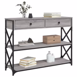 Tavolo Consolle Grigio Sonoma 100x28x75 cm in Legno Multistratocod mxl 83450 - Vista aggiuntiva 3
