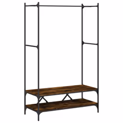 Appendiabiti con Scaffali Rovere Fumo in Legno Multistratocod mxl 107633 - Vista aggiuntiva 2