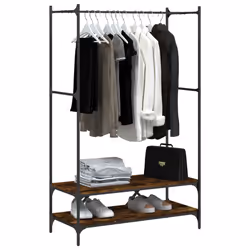 Appendiabiti con Scaffali Rovere Fumo in Legno Multistratocod mxl 107633 - Vista aggiuntiva 3