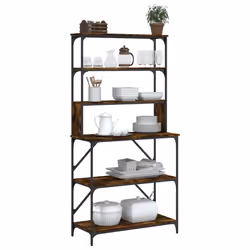 Scaffale Cucina 6 Ripiani Rovere Fumo 90x40x180cm Multistratocod mxl 83561 - Vista aggiuntiva 3