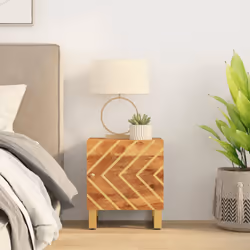 Comodino Marrone e Nero in Legno Massello di Mangocod mxl 106525