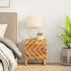 Comodino Marrone e Nero in Legno Massello di Mangocod mxl 106525