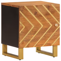 Comodino Marrone e Nero in Legno Massello di Mangocod mxl 106525