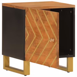 Comodino Marrone e Nero in Legno Massello di Mangocod mxl 106525