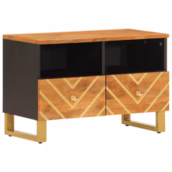 Mobile Porta TV Marrone e Nero 70x33,5x46 cm in Legno di Mangocod mxl 78766 - Vista aggiuntiva 2