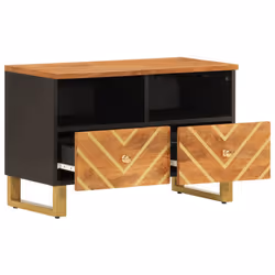 Mobile Porta TV Marrone e Nero 70x33,5x46 cm in Legno di Mangocod mxl 78766 - Vista aggiuntiva 3