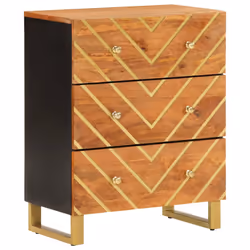 Mobiletto Marrone e Nero 60x33,5x75 cm Legno Massello di Mangocod mxl 78770 - Vista aggiuntiva 2