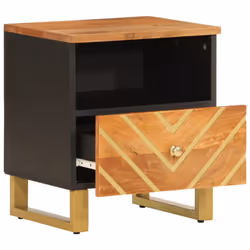 Comodini 2 pz Marrone e Nero in Legno Massello di Mangocod mxl 82586 - Vista aggiuntiva 3