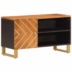 Mobile Porta TV Marrone e Nero 80x31,5x46 cm in Legno di Mangocod mxl 102711 - Vista aggiuntiva 2