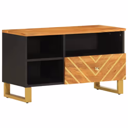 Mobile Porta TV Marrone e Nero 80x33,5x46 cm in Legno di Mangocod mxl 78764 - Vista aggiuntiva 2