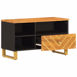 Mobile Porta TV Marrone e Nero 80x33,5x46 cm in Legno di Mangocod mxl 78764 - Vista aggiuntiva 3