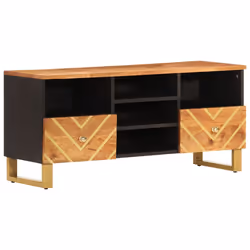 Mobile Porta TV Marrone e Nero 100x33,5x46 cm in Legno di Mangocod mxl 102717 - Vista aggiuntiva 2