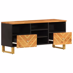 Mobile Porta TV Marrone e Nero 100x33,5x46 cm in Legno di Mangocod mxl 102717 - Vista aggiuntiva 3