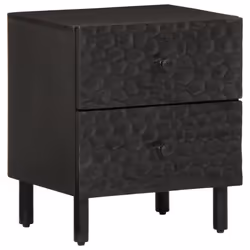 Comodino Nero 40x33x46 cm in Legno Massello di Mangocod mxl 114585