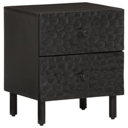 Comodino Nero 40x33x46 cm in Legno Massello di Mangocod mxl 114585