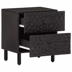 Comodino Nero 40x33x46 cm in Legno Massello di Mangocod mxl 114585