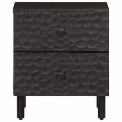 Comodino Nero 40x33x46 cm in Legno Massello di Mangocod mxl 114585