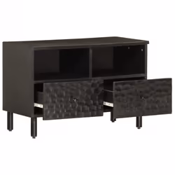Mobile Porta TV Nero 70x33x46 cm in Legno Massello di Mangocod mxl 114096 - Vista aggiuntiva 2