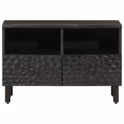 Mobile Porta TV Nero 70x33x46 cm in Legno Massello di Mangocod mxl 114096 - Vista aggiuntiva 3