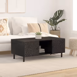 vidaXL Tavolino da Salotto Nero 100x54x40cm in Legno Massello di Mango - Vista aggiuntiva 3