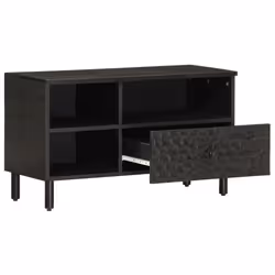 Mobile Porta TV Nero 80x33x46 cm in Legno Massello di Mangocod mxl 114098 - Vista aggiuntiva 3